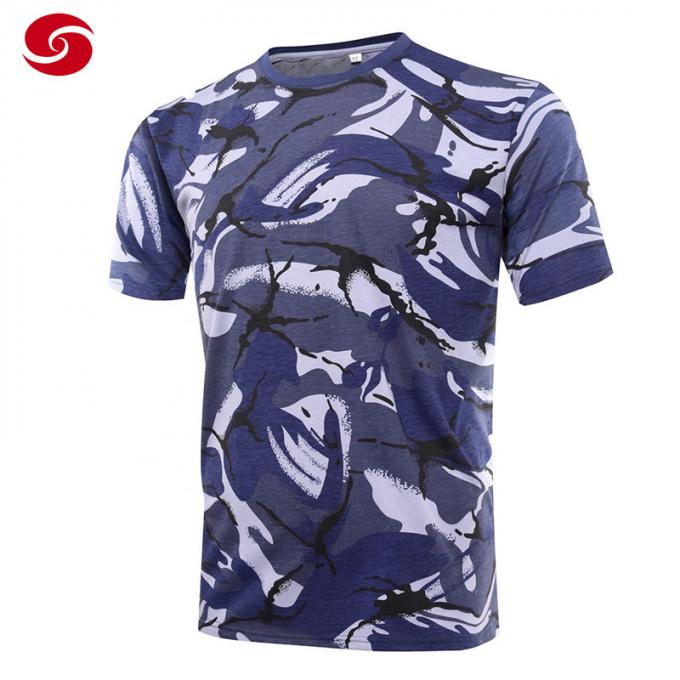 T-shirt britannique de coton de Marine Camouflage Military Army Tactical pour les hommes