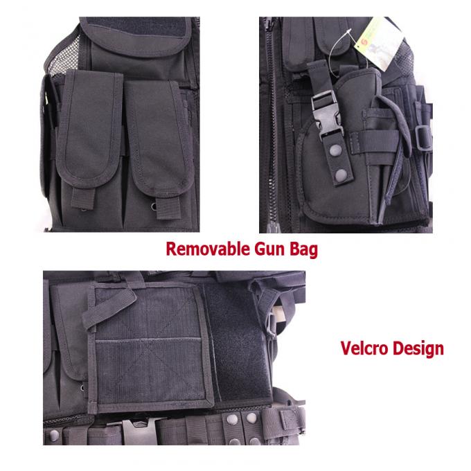 Gilet multifonctionnel tactique d'Airsoft de poches de sécurité noire de police avec la maille